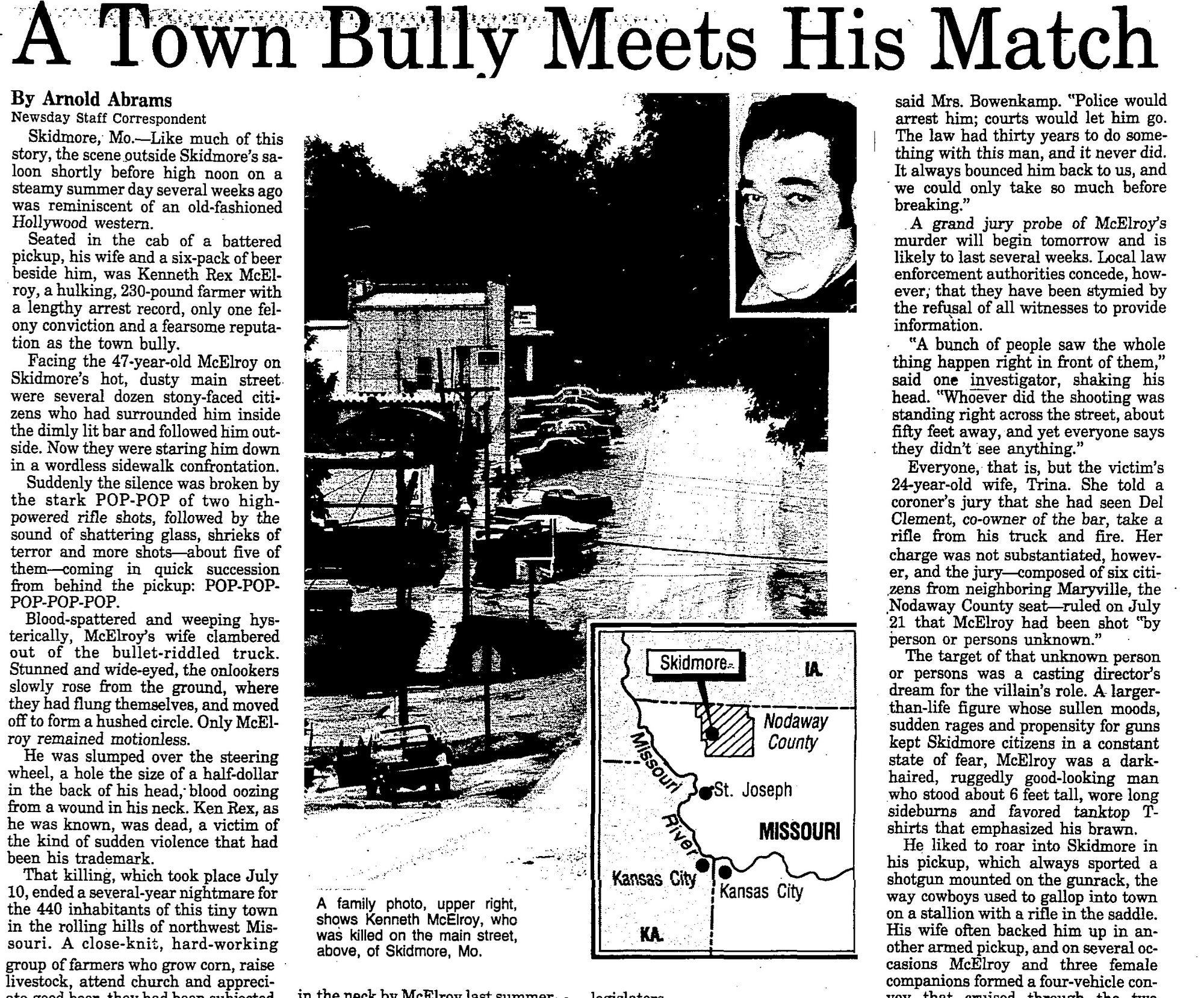 Cases That Shocked America: How the Tiny Town of Skidmore Dealt With its Resident Bully