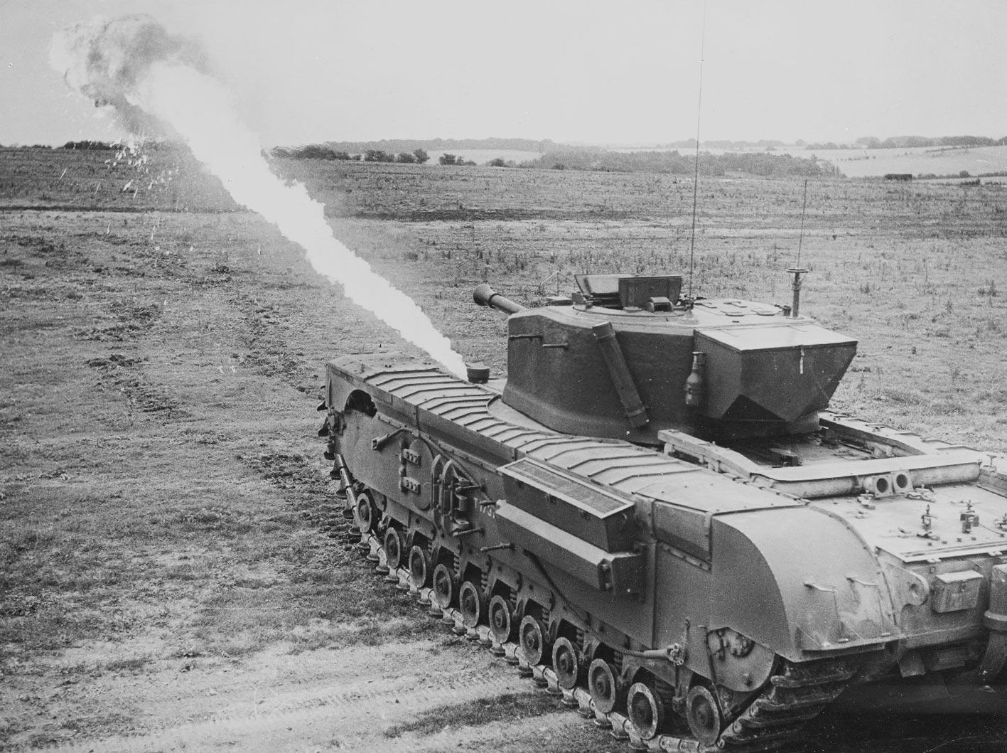 Churchill tank with a flame thrower in 1944